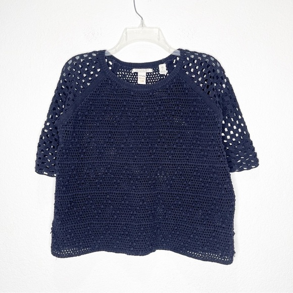 Scotch & Soda Crochet Dot Crop Boxy Knit Sweater Top - Picture 1 of 10